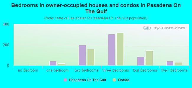 Bedrooms in owner-occupied houses and condos in Pasadena On The Gulf