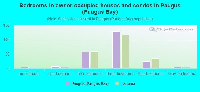 Bedrooms in owner-occupied houses and condos in Paugus (Paugus Bay)