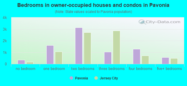 Bedrooms in owner-occupied houses and condos in Pavonia