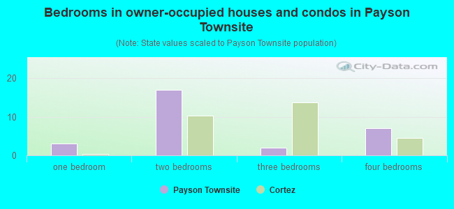Bedrooms in owner-occupied houses and condos in Payson Townsite
