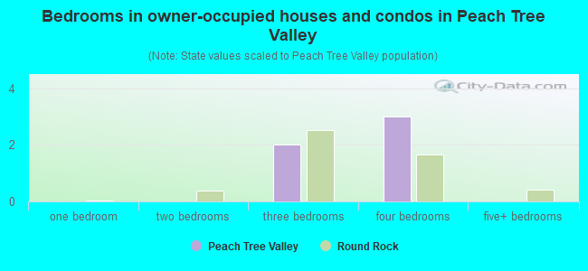 Bedrooms in owner-occupied houses and condos in Peach Tree Valley