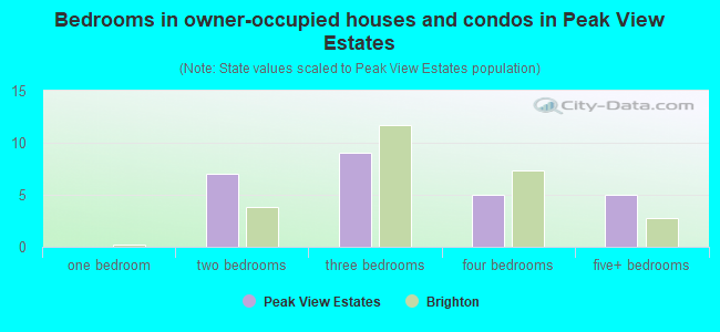 Bedrooms in owner-occupied houses and condos in Peak View Estates