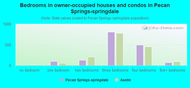 Bedrooms in owner-occupied houses and condos in Pecan Springs-springdale