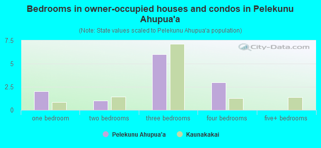 Bedrooms in owner-occupied houses and condos in Pelekunu Ahupua`a