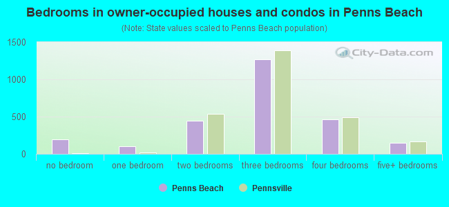 Bedrooms in owner-occupied houses and condos in Penns Beach