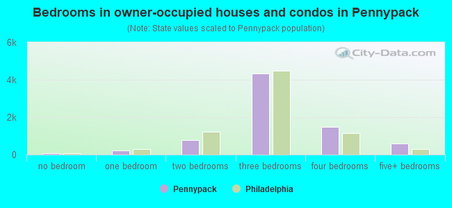 Bedrooms in owner-occupied houses and condos in Pennypack