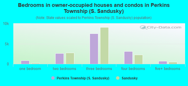 Bedrooms in owner-occupied houses and condos in Perkins Township (S. Sandusky)