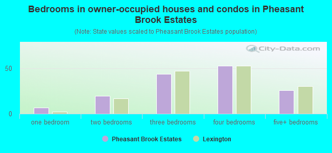 Bedrooms in owner-occupied houses and condos in Pheasant Brook Estates