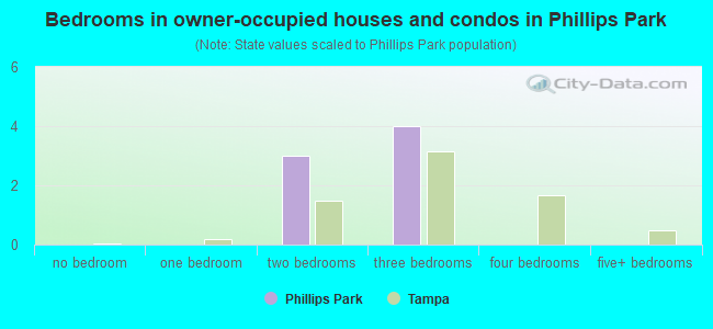 Bedrooms in owner-occupied houses and condos in Phillips Park