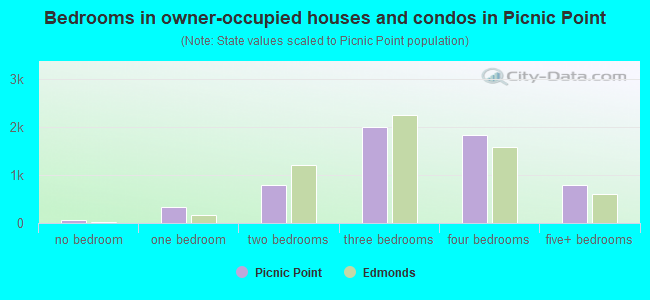 Bedrooms in owner-occupied houses and condos in Picnic Point