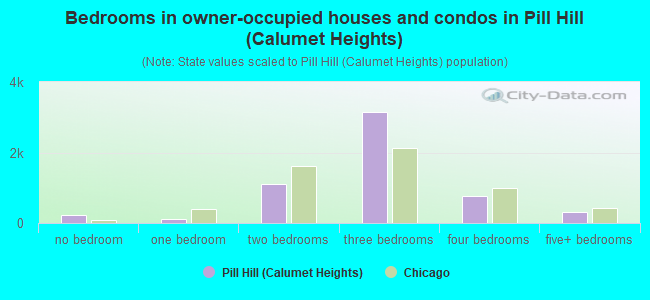Bedrooms in owner-occupied houses and condos in Pill Hill (Calumet Heights)