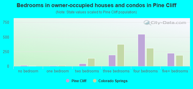 Bedrooms in owner-occupied houses and condos in Pine Cliff