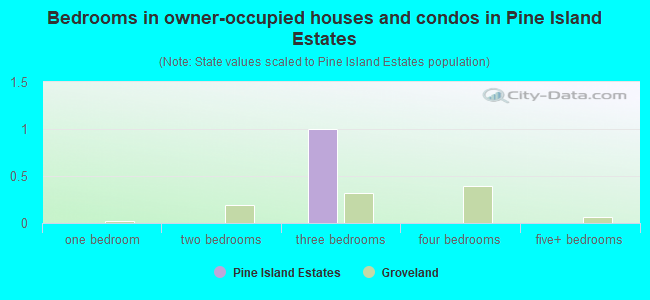 Bedrooms in owner-occupied houses and condos in Pine Island Estates
