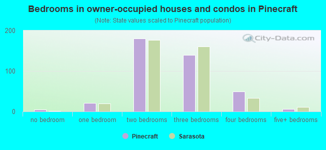 Bedrooms in owner-occupied houses and condos in Pinecraft