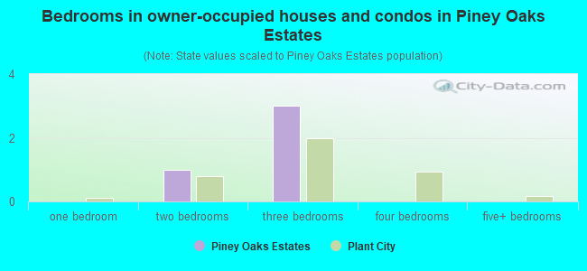 Bedrooms in owner-occupied houses and condos in Piney Oaks Estates