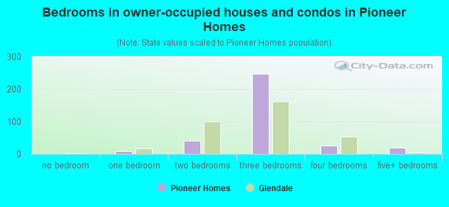 Bedrooms in owner-occupied houses and condos in Pioneer Homes