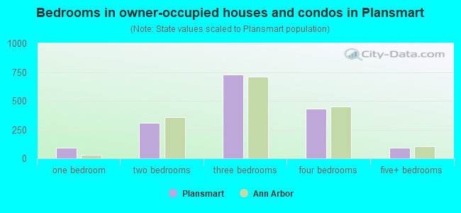 Bedrooms in owner-occupied houses and condos in Plansmart