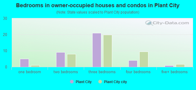 Bedrooms in owner-occupied houses and condos in Plant City