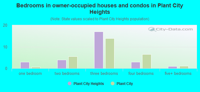 Bedrooms in owner-occupied houses and condos in Plant City Heights