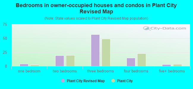 Bedrooms in owner-occupied houses and condos in Plant City Revised Map