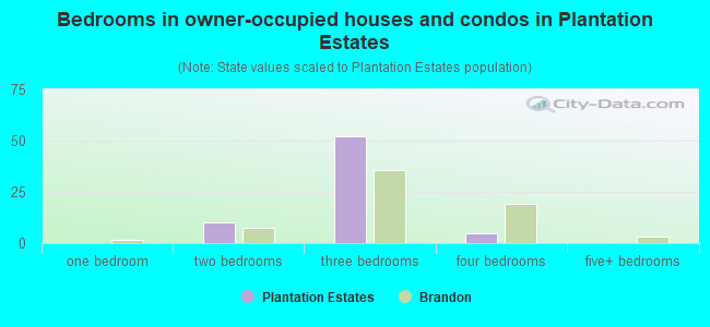 Bedrooms in owner-occupied houses and condos in Plantation Estates