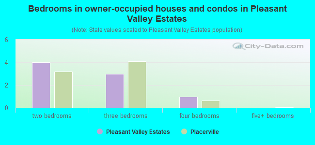 Bedrooms in owner-occupied houses and condos in Pleasant Valley Estates