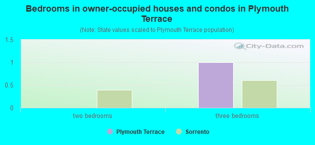 Bedrooms in owner-occupied houses and condos in Plymouth Terrace