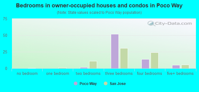 Bedrooms in owner-occupied houses and condos in Poco Way