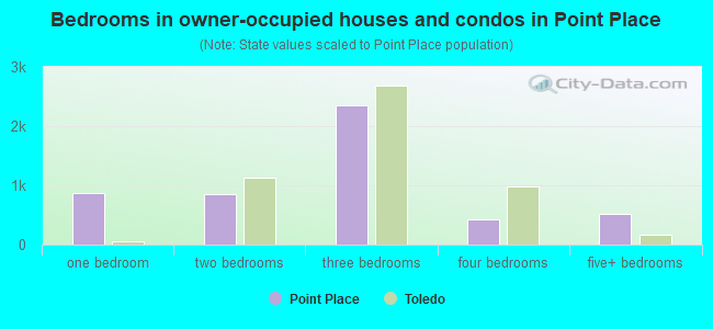 Bedrooms in owner-occupied houses and condos in Point Place