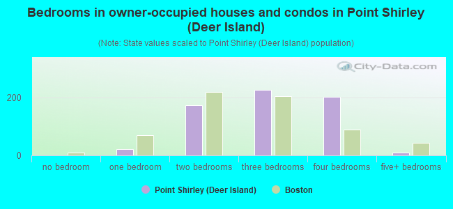Bedrooms in owner-occupied houses and condos in Point Shirley (Deer Island)