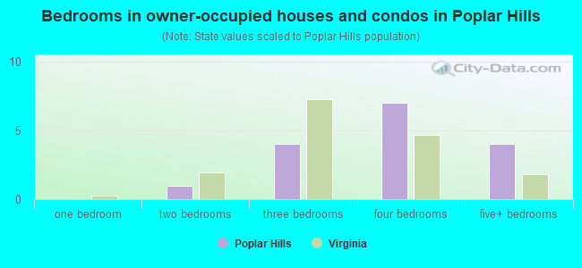 Bedrooms in owner-occupied houses and condos in Poplar Hills