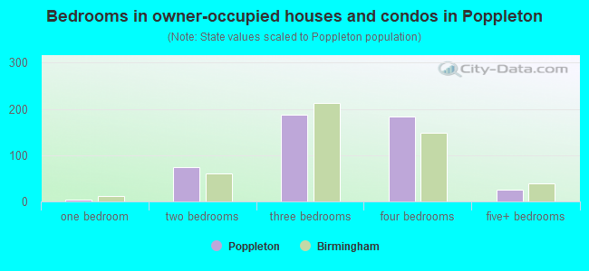 Bedrooms in owner-occupied houses and condos in Poppleton