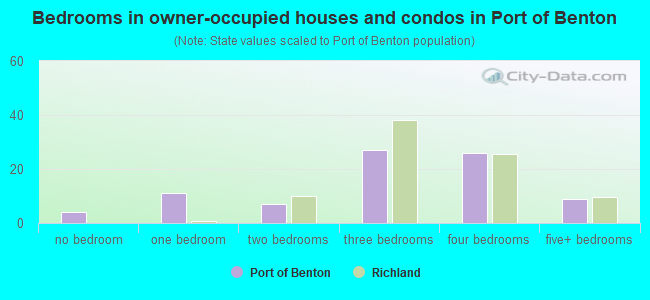 Bedrooms in owner-occupied houses and condos in Port of Benton