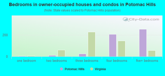 Bedrooms in owner-occupied houses and condos in Potomac Hills