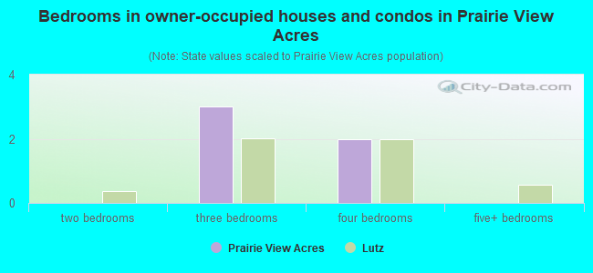 Bedrooms in owner-occupied houses and condos in Prairie View Acres