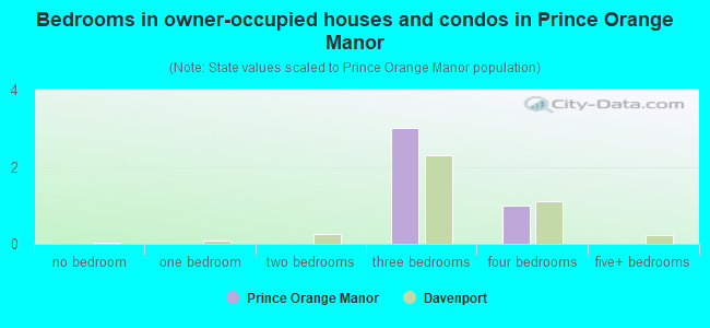 Bedrooms in owner-occupied houses and condos in Prince Orange Manor