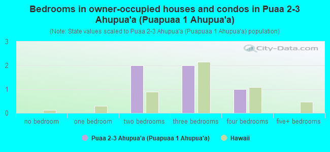 Bedrooms in owner-occupied houses and condos in Puaa 2-3 Ahupua`a (Puapuaa 1 Ahupua`a)