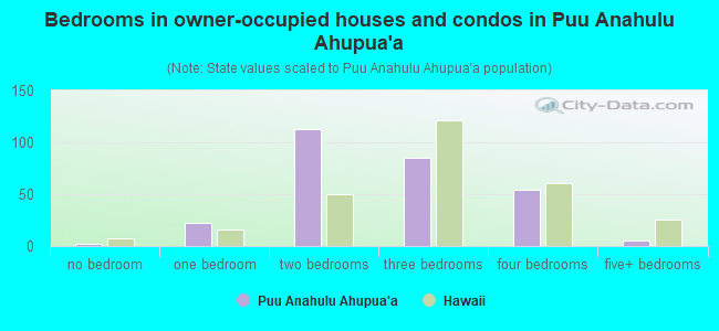 Bedrooms in owner-occupied houses and condos in Puu Anahulu Ahupua`a