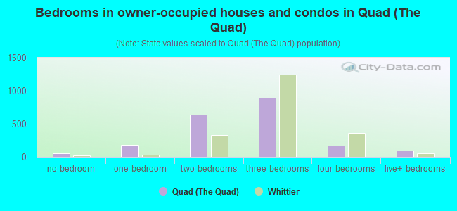 Bedrooms in owner-occupied houses and condos in Quad (The Quad)