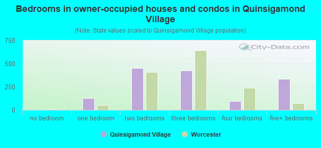 Bedrooms in owner-occupied houses and condos in Quinsigamond Village