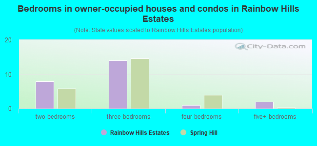 Bedrooms in owner-occupied houses and condos in Rainbow Hills Estates