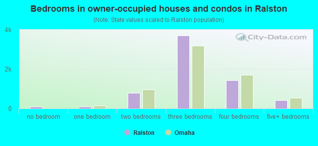 Bedrooms in owner-occupied houses and condos in Ralston