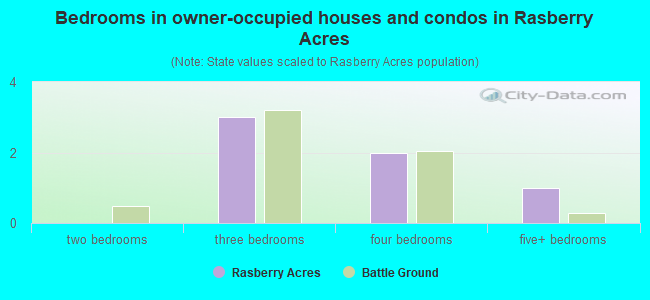 Bedrooms in owner-occupied houses and condos in Rasberry Acres