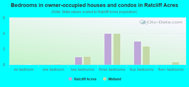 Bedrooms in owner-occupied houses and condos in Ratcliff Acres
