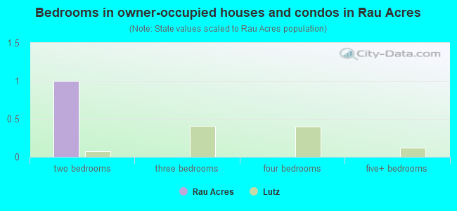 Bedrooms in owner-occupied houses and condos in Rau Acres