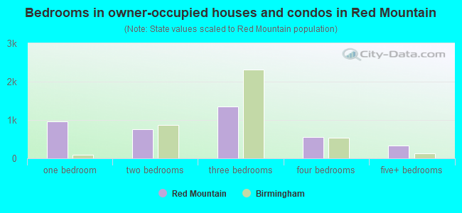 Bedrooms in owner-occupied houses and condos in Red Mountain