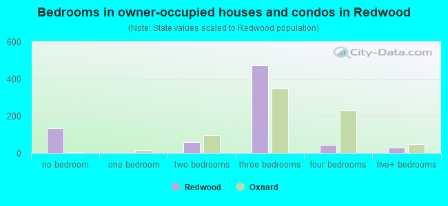 Bedrooms in owner-occupied houses and condos in Redwood