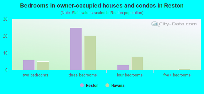 Bedrooms in owner-occupied houses and condos in Reston