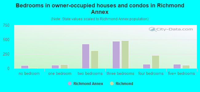 Bedrooms in owner-occupied houses and condos in Richmond Annex