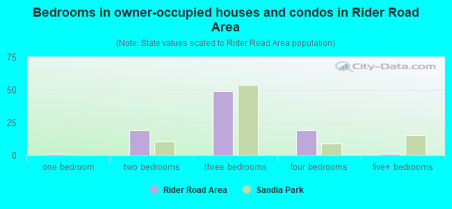 Bedrooms in owner-occupied houses and condos in Rider Road Area